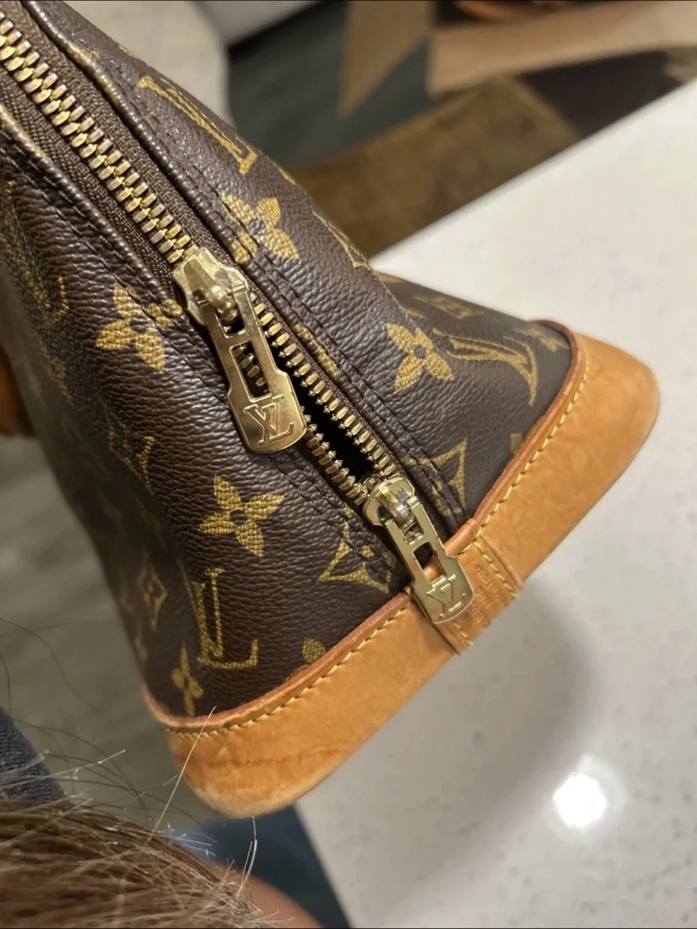 Louis Vuitton Monogram Alma Satchel in Brown and Tan